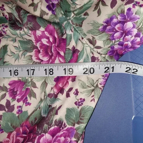 Whirlaway Frocks Belted Floral Retro Dress Puff Sleeve Button Details Size 14P - Picture 8 of 9